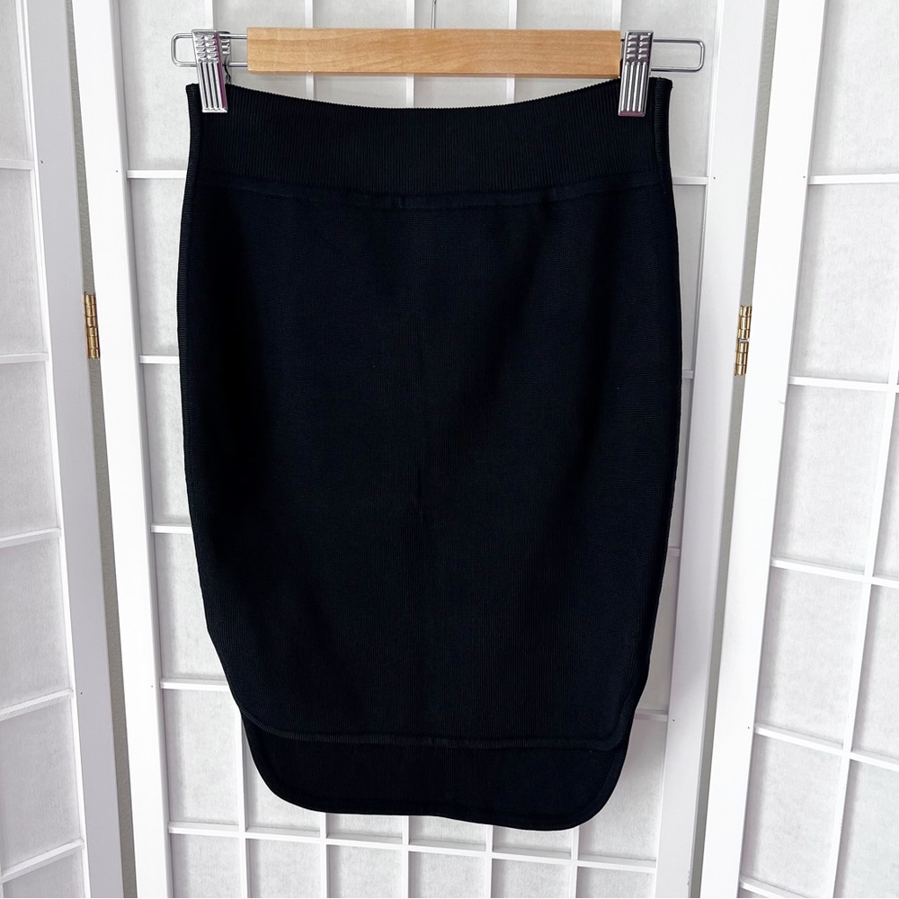 Alexander Wang Black Ribbed Stretch Pencil Skirt XS